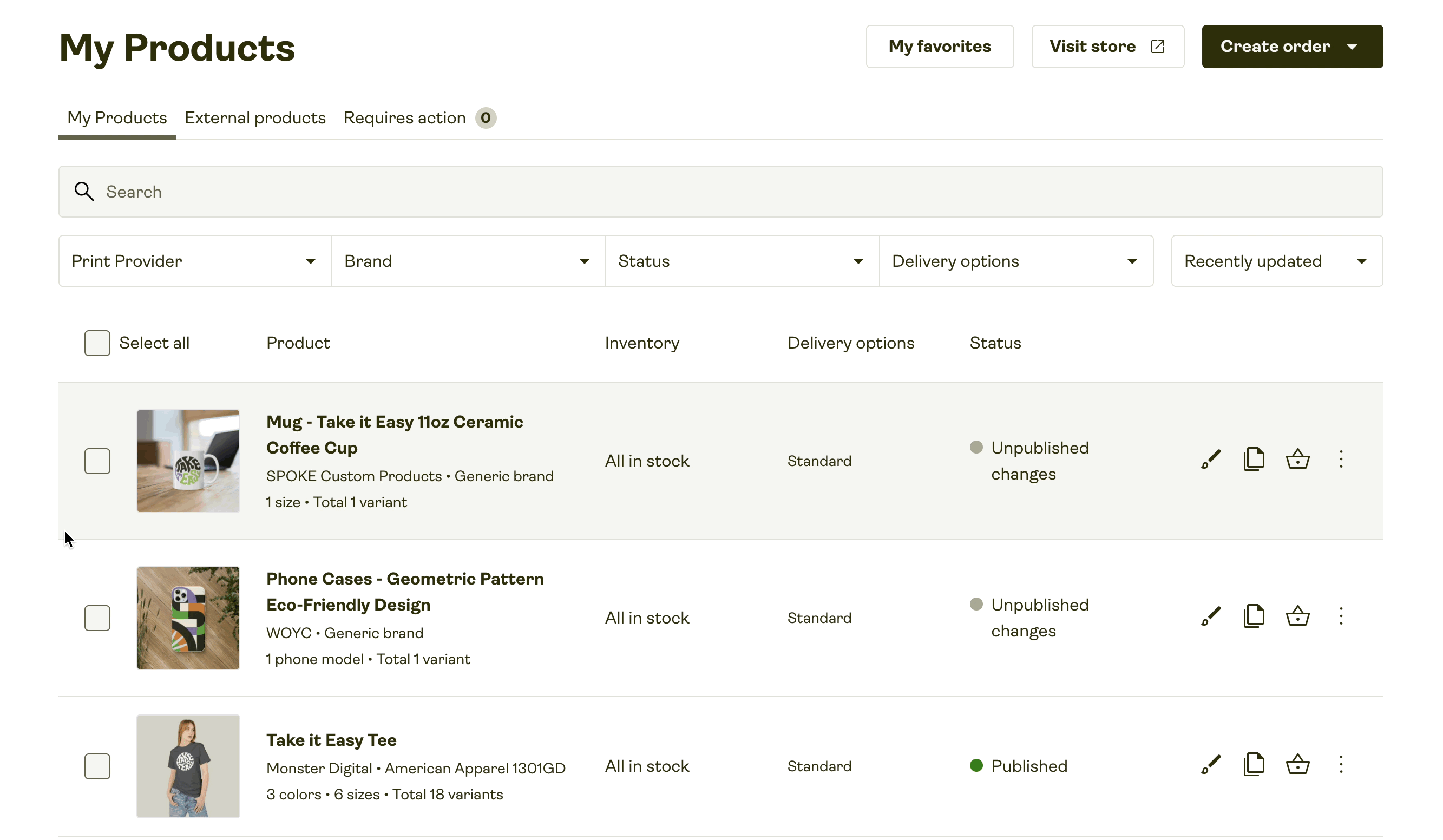 Printify publishing preferences and shipping profile settings